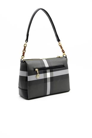 Silver & Polo SP910 Kadın Çapraz Çanta Ekose Siyah