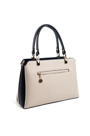 Silver & Polo SP972 Kadın El Çantası Düz Bej-Lacivert