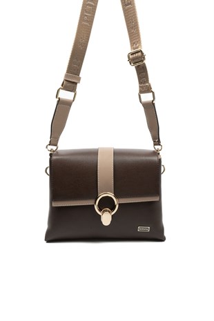 Silver & Polo SP1275 Kadın Çapraz Çanta Düz Kahve-Latte