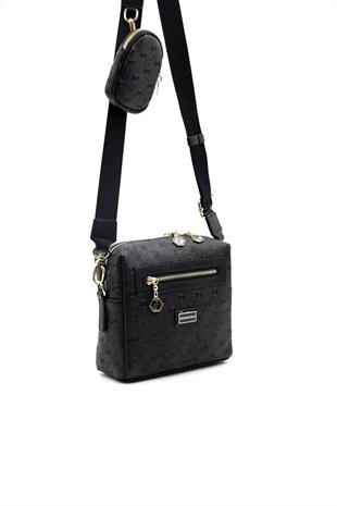 Silver & Polo SP1038 Kadın Çapraz Çanta Logolu Siyah