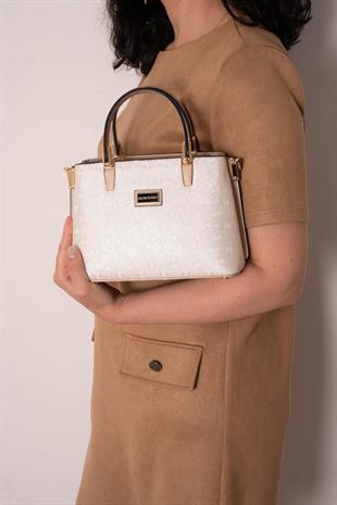 Silver & Polo SP987 Kadın El Çantası Logolu Sedef-S.Nut