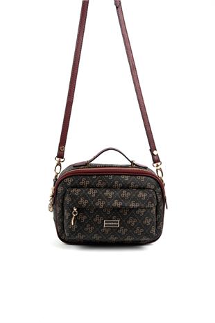 Silver & Polo Kahve Sarı - Bordo SP1186 Kadın Çapraz Çanta