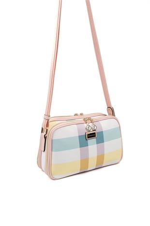 Silver & Polo SP899 Kadın Çapraz Çanta Ekose Lila-Pembe