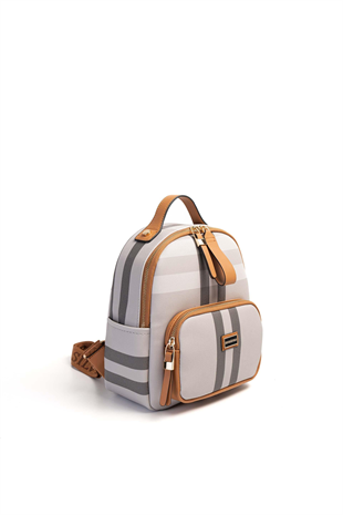 Silver & Polo SP1130 Kadın Sırt Çantası Ekose A.Gri-A.Taba