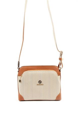 Silver & Polo SP364 Kadın Çapraz Çanta Hasır Bej-Taba