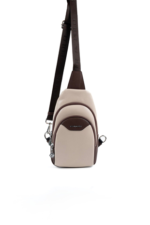 Silver & Polo SP959 Kadın Vücut Çantası Düz Bej-Kahve