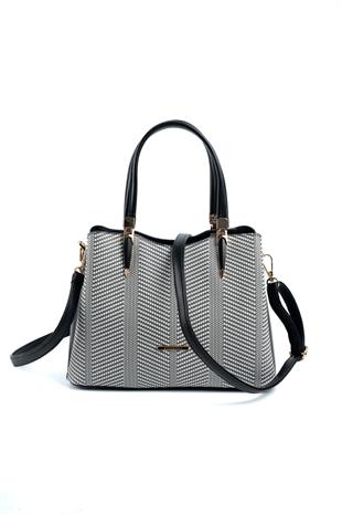 Silver & Polo Siyah Beyaz - Siyah SP1205 Kadın El Çantası