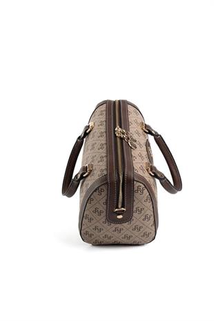 Silver & Polo SP1091 Kadın El Çantası Monogram Koyubej-Kahve