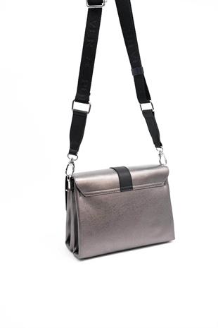 Silver & Polo SP1009 Kadın Çapraz Çanta Düz Platin-Siyah