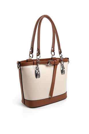 Silver & Polo SP1155 Kadın El Çantası Düz Bej-Taba