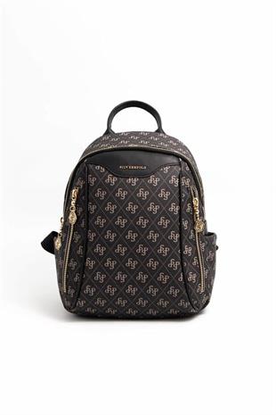 Silver & Polo SP906 Kadın Sırt Çantası Monogram Füme-Siyah