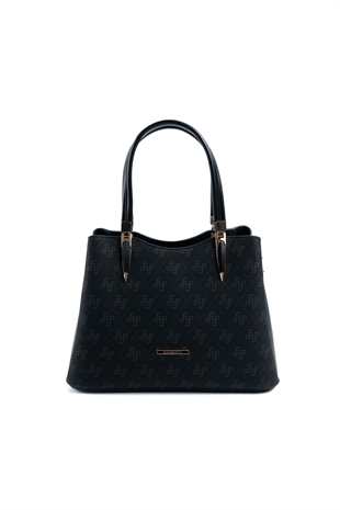 Silver & Polo SP1205 Kadın El Çantası Monogram Siyah-Siyah