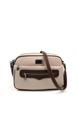 Silver & Polo SP491 Kadın Çapraz Çanta Düz Bej-Kahve