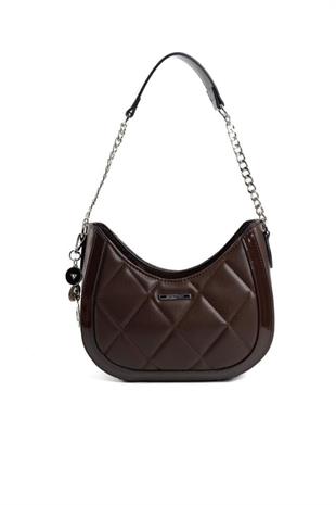 Silver Polo SP1168 Kadın Omuz Çantası Düz Kahve-Rugan Kahve