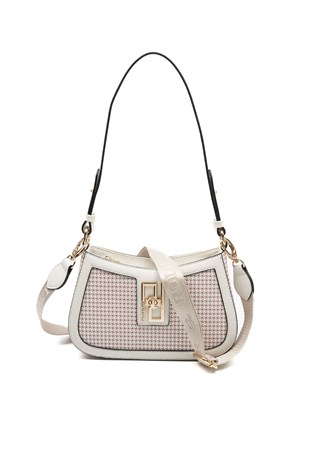 Silver & Polo SP1132 Kadın Çapraz Çanta King Desen Bordo-Kemik