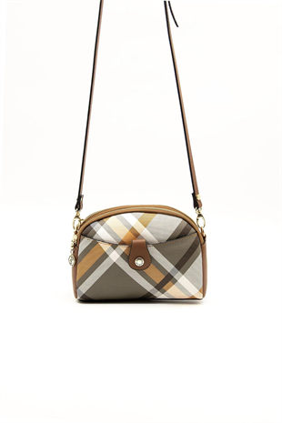 Silver & Polo SP1144 Kadın Çapraz Çanta Ekose Haki-Taba