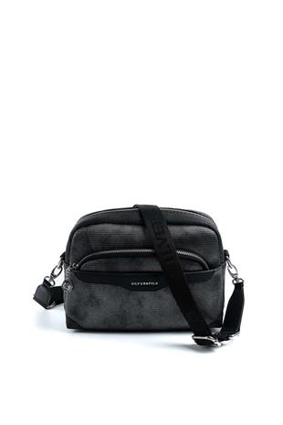 Silver & Polo SP1201 Kadın Çapraz Çanta Petek M.Gümüş-Siyah