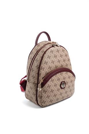 Silver & Polo Koyu Bej - Bordo SP945 Kadın Sırt Çantası
