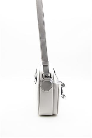Silver & Polo SP491 Kadın Çapraz Çanta Düz Beyaz-A.Gri