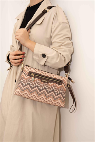 Silver & Polo SP1129 Kadın Çapraz Çanta Ekose Nut-Kahve