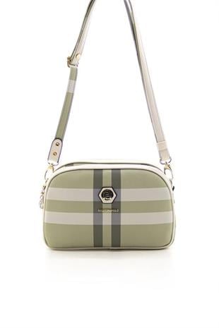 Silver & Polo SP745 Kadın Çapraz Çanta Ekose A.Yeşil-Kemik