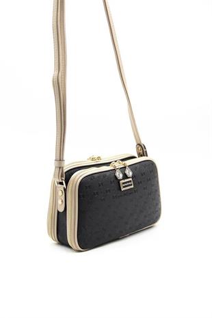 Silver & Polo SP899 Kadın Çapraz Çanta Logolu Siyah-S.Nut