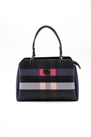 Silver & Polo SP972 Kadın El Çantası Ekose Lacivert