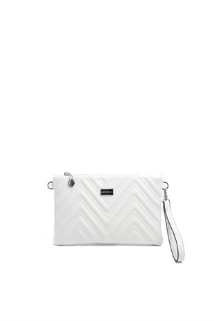 Silver & Polo SP1250 Kadın Portföy & Clutch Crash Beyaz-Beyaz