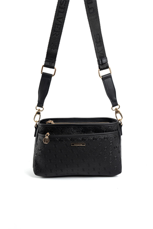 Silver & Polo SP1184 Kadın Çapraz Çanta Logolu Siyah-Siyah