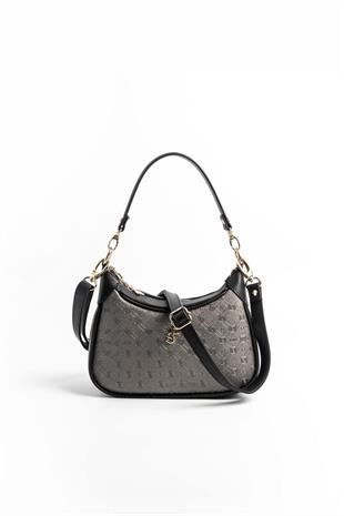 Silver & Polo SP1180 Kadın Omuz Çantası Logolu Platin-Siyah
