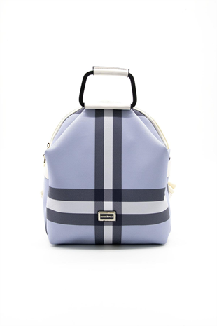 Silver & Polo SP771 Kadın Sırt Çantası Ekose Mavi-Kemik