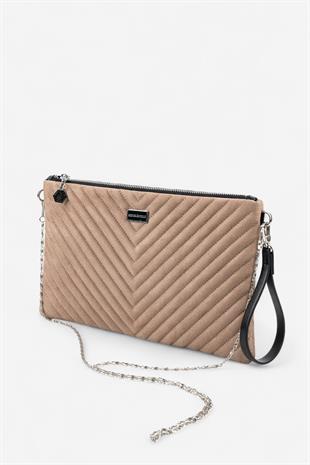 Silver & Polo SP1034 Kadın Portföy & Clutch Kapitone V Süet Vizon