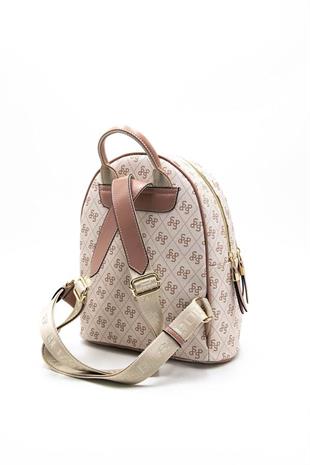 Silver & Polo SP1062 Kadın Sırt Çantası Monogram Pembe-Somon