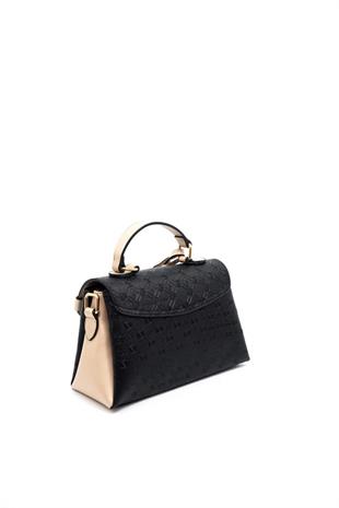 Silver & Polo SP1159 Kadın El Çantası Logolu Siyah-S.Nut