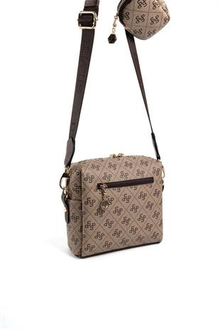 Silver Polo Koyubej - Kahve Monogram Kadın Çapraz Çanta SP1038
