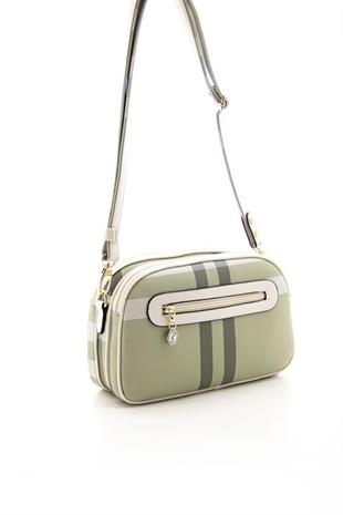 Silver & Polo SP745 Kadın Çapraz Çanta Ekose A.Yeşil-Kemik