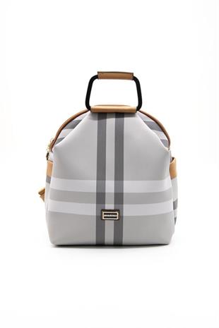 Silver & Polo SP771 Kadın Sırt Çantası Ekose A.Gri-A.Taba