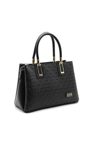 Silver & Polo SP1000 Kadın El Çantası Logolu Siyah-Siyah
