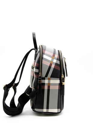 Silver & Polo SP901 Kadın Sırt Çantası Ekose Siyah