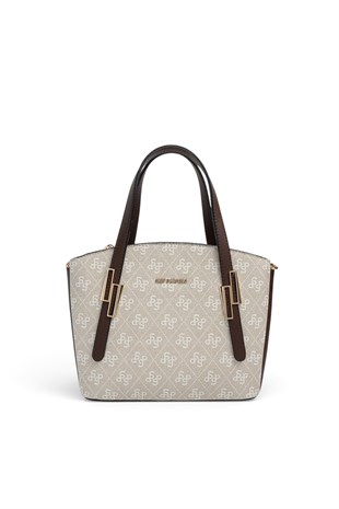 Silver Polo Taş - Kahve Monogram Kadın El Çantası SP1021