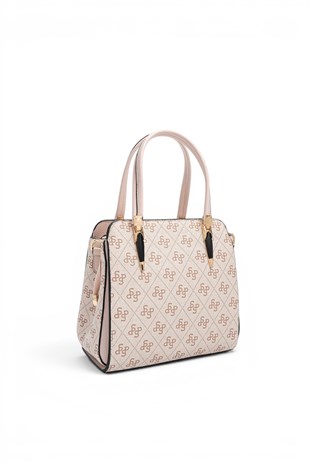 Silver Polo Pembe - Pudra Monogram Kadın El Çantası SP1136