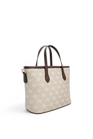 Silver Polo Taş - Kahve Monogram Kadın El Çantası SP1185