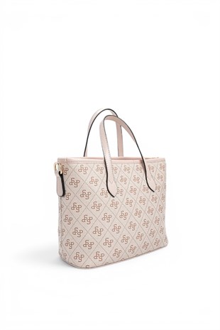 Silver Polo Pembe - Pudra Monogram Kadın El Çantası SP1185