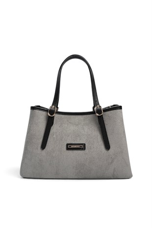 Silver Polo Füme - Siyah Süet Kadın El Çantası SP1252