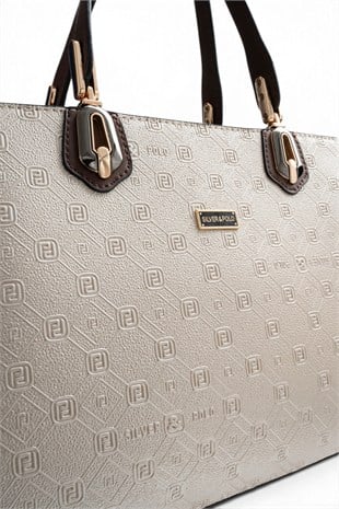 Silver Polo Bej - Kahve Logolu Kadın El Çantası SP1253