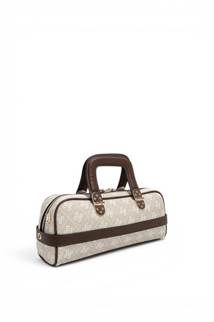 Silver Polo Taş - Kahve Monogram Kadın El Çantası SP1258