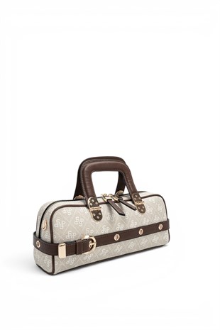 Silver Polo Taş - Kahve Monogram Kadın El Çantası SP1258