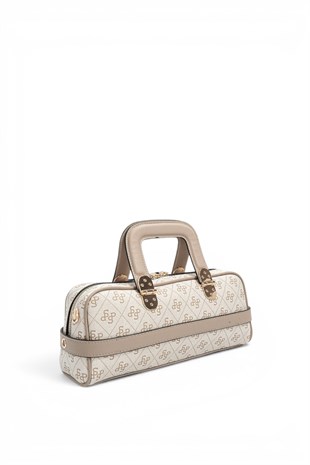 Silver Polo Bej - Kum Monogram Kadın El Çantası SP1258