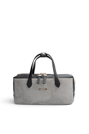 Silver Polo Füme - Siyah Süet Kadın El Çantası SP1276