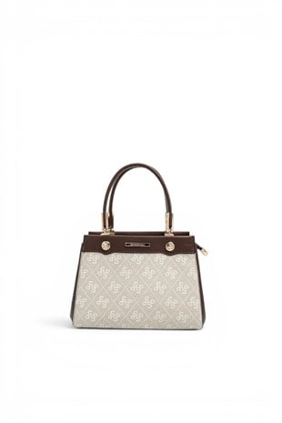 Silver Polo Taş - Kahve Monogram Kadın El Çantası SP1293